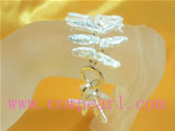 8*18mm two rows white quadrate Biwa jewelry pearl bracelet